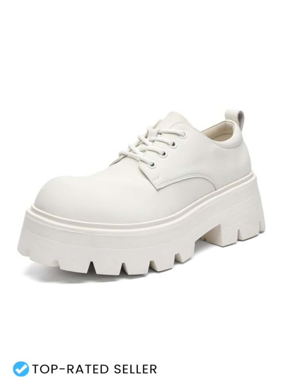 Faux Leather Men's Platform Oxfords Chunky Heel Lace Up Dress Shoes Non-Slip